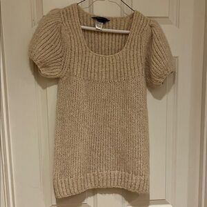 Cozy Beige Puffy Sleeve Sweater